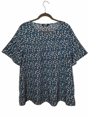 BloomChic Blue Floral Flowy Lightweight Blouse Short Sleeve Relaxe Size 18/20